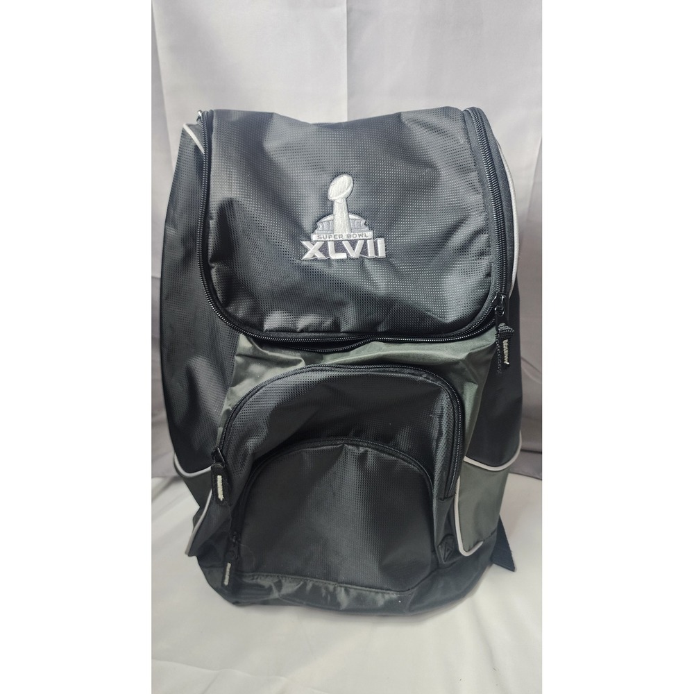 NFL Super Bowl XLVII Backpack Black Grey Embroidered Football Commemorative Bag